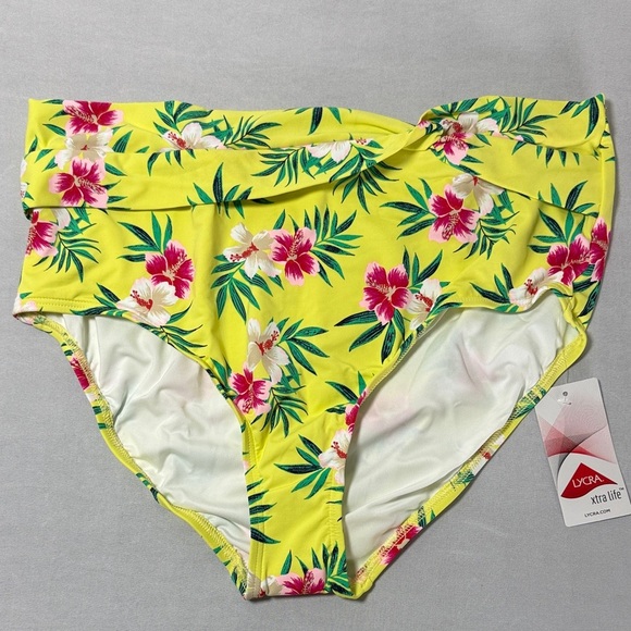 Lands' End Floral Twist Front Retro High Waisted Bikini Bottom Size 16 - Picture 2 of 8